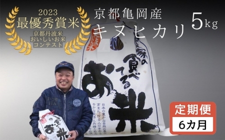 【定期便】令和6年産 キヌヒカリ 5kg×6回 計30kg【京都丹波米おいしいお米コンテスト】入賞（最優秀賞） ｜ 米 コメ 白米 京都 丹波 きぬひかり 数量限定