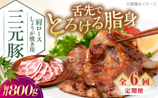 【全6回定期便】平田牧場 肩ロース しょうが焼き用 800g (200g×4P)《喜茂別町》【平田牧場】平田牧場 肉 豚肉 ロース 生姜焼き スライス 冷凍配送 定期便 北海道 [AJAP141]
