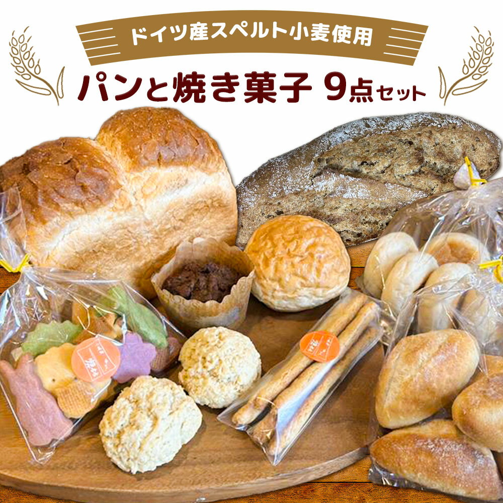 【ふるさと納税】パンと焼き菓子 9点セット ドイツ産オーガニックスペルト小麦使用 小麦処 福みみ《30日以内に出荷予定(土日祝除く)》 和歌山県 岩出市 スペルト小麦 パン 焼き菓子 バゲット スコーン グリッシーニ クッキー マフィン バンズ イングリッシュマフィン 食パン