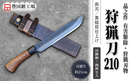 晶之作 狩猟刀210 洋樫柄 両面ヒ入 | ナイフ キャンプ 狩猟 刃物 南国市