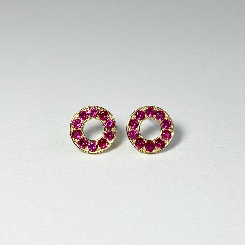 K18YG　ルビーサークルピアス　K05113-H