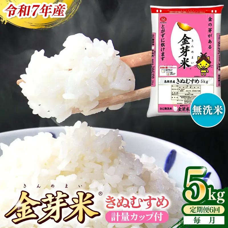 【定期便】BG無洗米・金芽米きぬむすめ 5kg×6ヵ月【毎月】計量カップ付き【令和8年産 6ヶ月 計30kg 東洋ライス 健康 島根県 安来市】【価格改定】【69-SS-04】