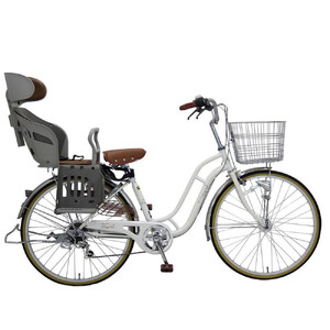 ヱビス自転車 子供乗せ自転車 26インチ ポニーテール266R シマノ製外装6段変速　電動なし（シマノ製ローラーブレーキ LEDオートライト）【本体ホワイト/子乗せグレージュ