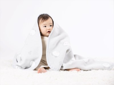 ベビー綿毛布 (パンダ柄) グレー・綿100%・85×115cm・毛布の町泉大津産 [1599]