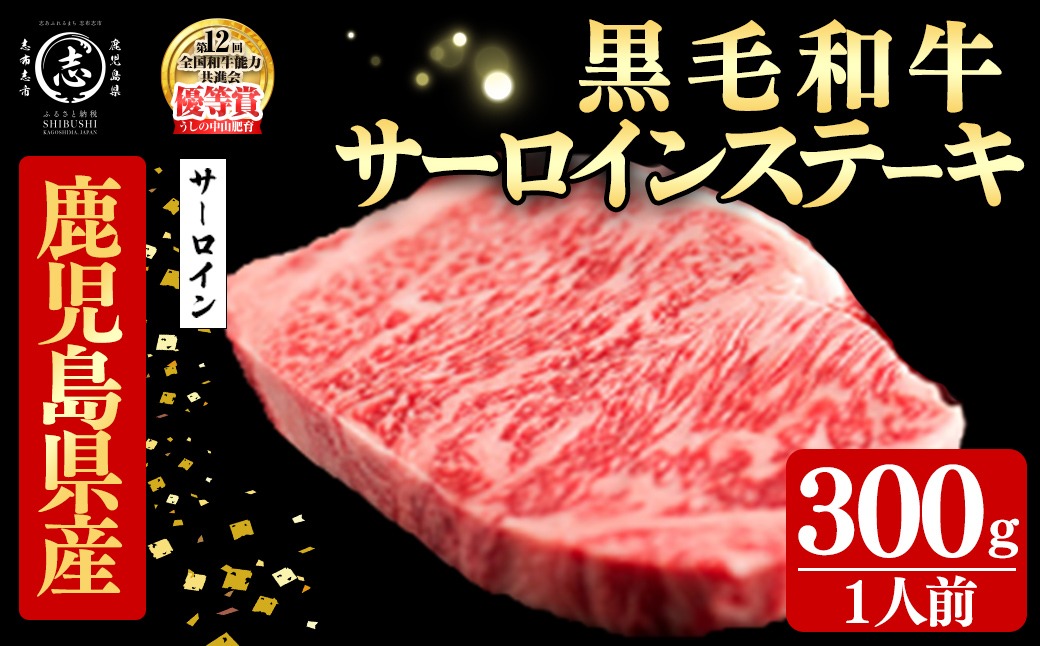 鹿児島県産黒毛和牛厚切りサーロインステーキ(1人前300g/300g×1枚) b6-026