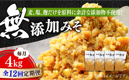 【全12回】味噌 無添加みそ4kg 味噌[XBW028]