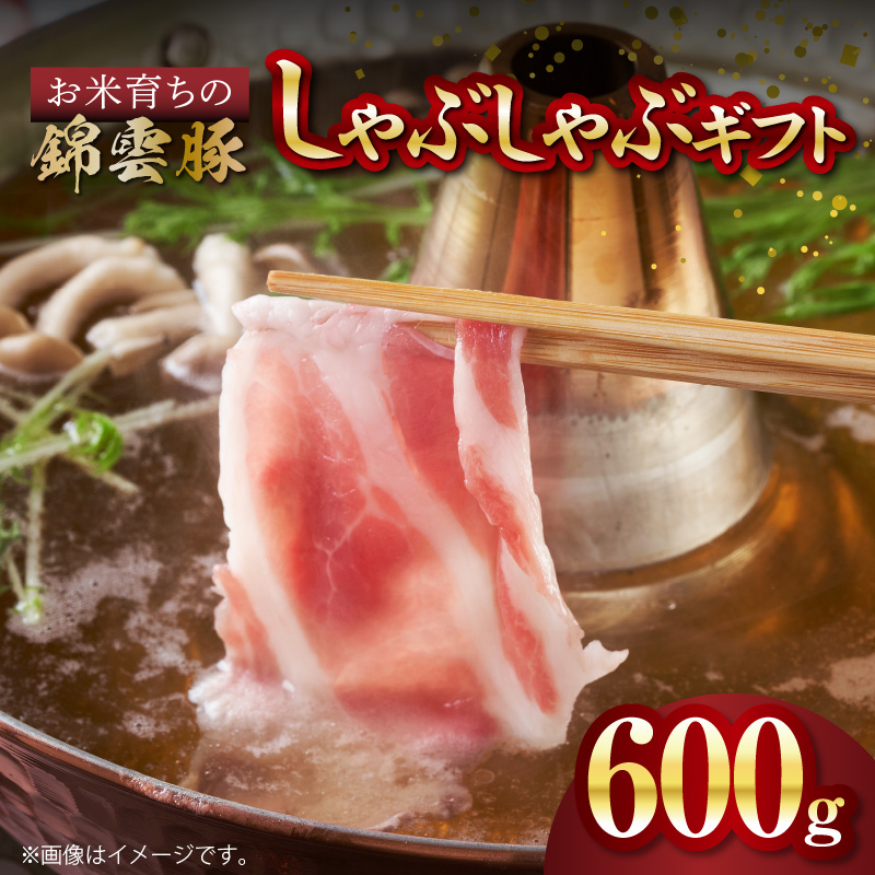 【ブランド豚肉】お米育ちの錦雲豚　しゃぶしゃぶギフト　600g（ロース300g・バラ300g）　FN0101