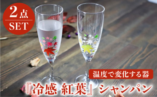 温度で変化する 器 シャンパン ぺアセット 『冷感 紅葉』【丸モ高木陶器】 [TBA131]