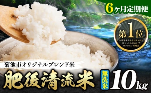 【6ヶ月定期便】熊本県産 無洗米 肥後清流米 10kg 熊本県産 ふるさと納税 精米 米 こめ ふるさとのうぜい コメ お米 おこめ《お申込み翌月から出荷》