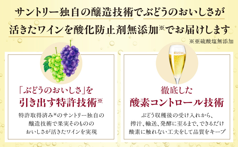 サントリー 酸化防止剤無添加のおいしいワイン。スパークリング〈白〉350ml×24本 | スパークリング ワイン 辛口 果実酒 お酒 無添加 人気 おすすめ