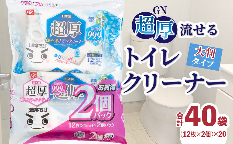 
ＧＮ超厚流せるトイレクリーナー大判（１２枚×２パック）×２０袋×3か月
