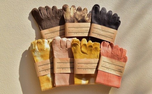 【ふるさと納税】＜M~LLサイズ＞草木染め　オーガニックコットン5本指靴下　【11218-0056】