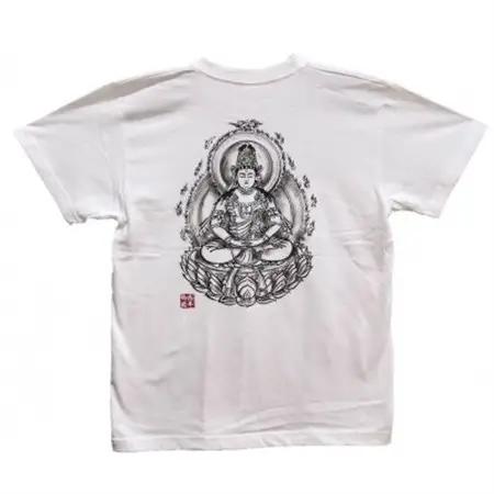 手描きTシャツ 仏画 大日如来 白 (半袖 XLサイズ)【1615077】