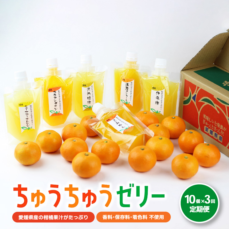 【定期便3回】 旬のちゅうちゅうゼリー 定期便 10個 | 柑橘 みかん みかんゼリー フルーツゼリー デザート フルーツ 果物 国産 飲料 常温 スイーツ お取り寄せ ギフト 人気 おすすめ お土産 愛媛県 松山市 送料無料