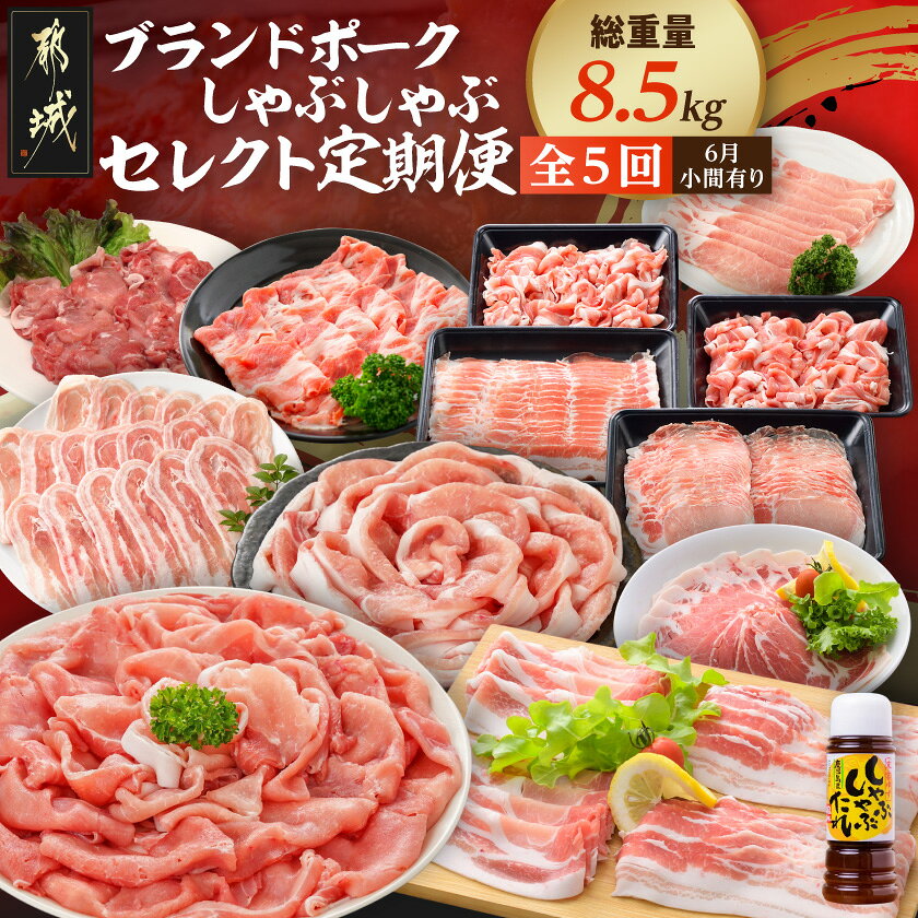 【ふるさと納税】【☆セレクト定期便☆】ブランドポーク☆しゃぶしゃぶ・6月小間有り☆定期便(5ヶ月)≪2027年お届け≫ - 豚肉 クイーンハーブ豚 スウィートポーク 観音池ポーク ゆずポーク おいも豚 定期便 送料無料 T63-5-S009【宮崎県都城市】