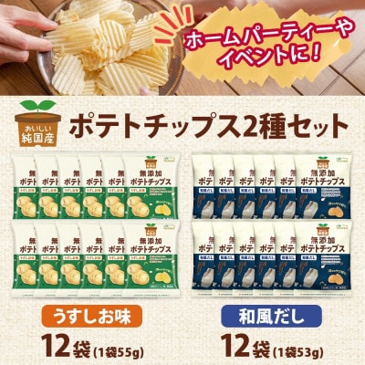 純国産 ポテトチップス うすしお味 和風だし 各12袋【1721196】
