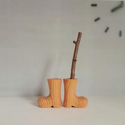 ふるさと納税 智頭町 こびとのブーツペンスタンド ー季節の枝ペン付きー