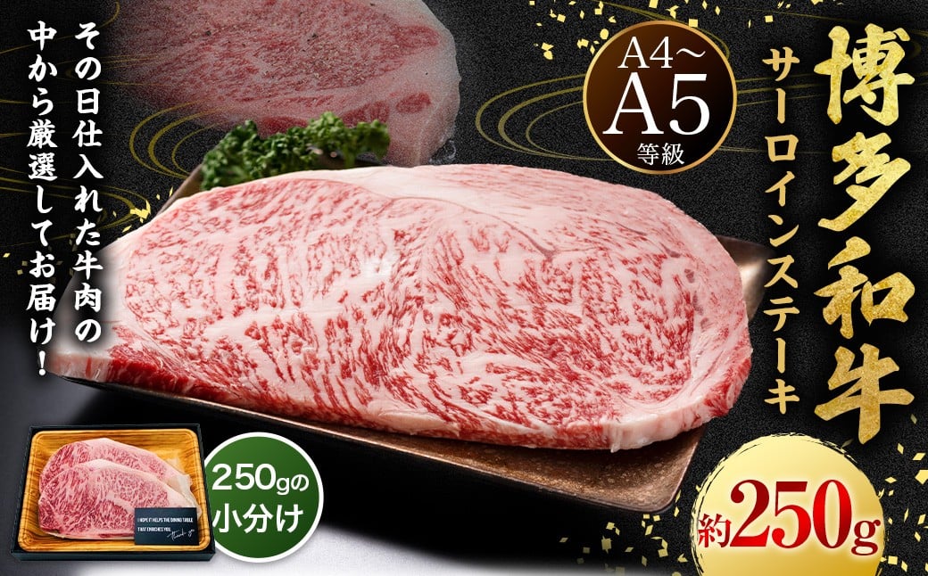 
            【A4・A5】博多和牛 サーロインステーキ 約250g （約250g×1P） 肉 牛肉 牛 和牛 国産牛 福岡県 うきは市 冷凍
          