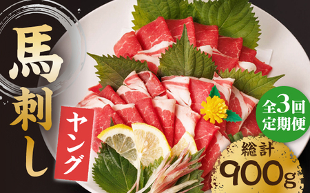 【3回定期便】ヤング馬刺し 計300g（3pc）＋タレ小【馬刺しの郷 民守】 馬肉 熊本県 特産品 馬刺し [ZBL046]