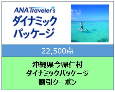 沖縄県今帰仁村ANAトラベラーズダイナミックパッケージ割引クーポン22,500点分