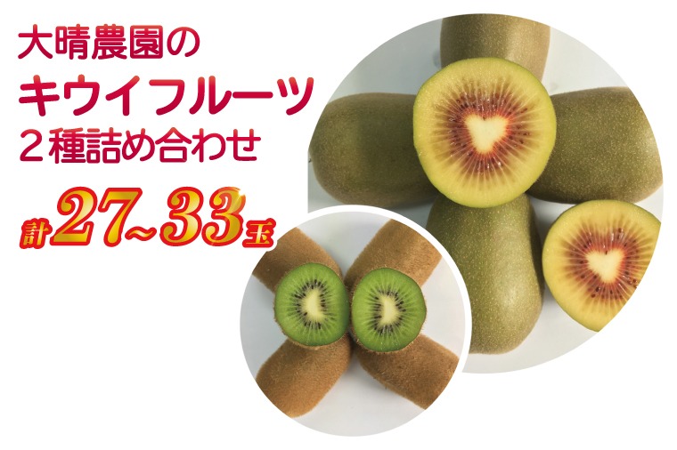 春日部市「産直の里大晴農園 内牧」キウイフルーツ２種詰め合わせ　27～33玉入り【本州限定】（BY003-3）