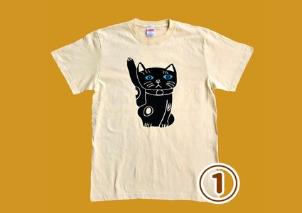 オリジナル 手刷り Tシャツ【まねきねこ Mサイズ】メンズ レディース
