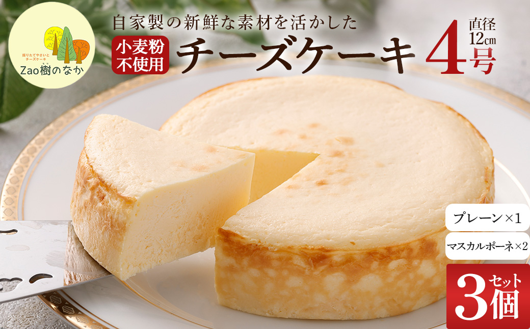 【選べる組合せ】蔵王のチーズケーキ専門店 選べるチーズケーキ＜マスカルポーネ2個・プレーンチーズケーキ1個＞　【04301-1038-2】