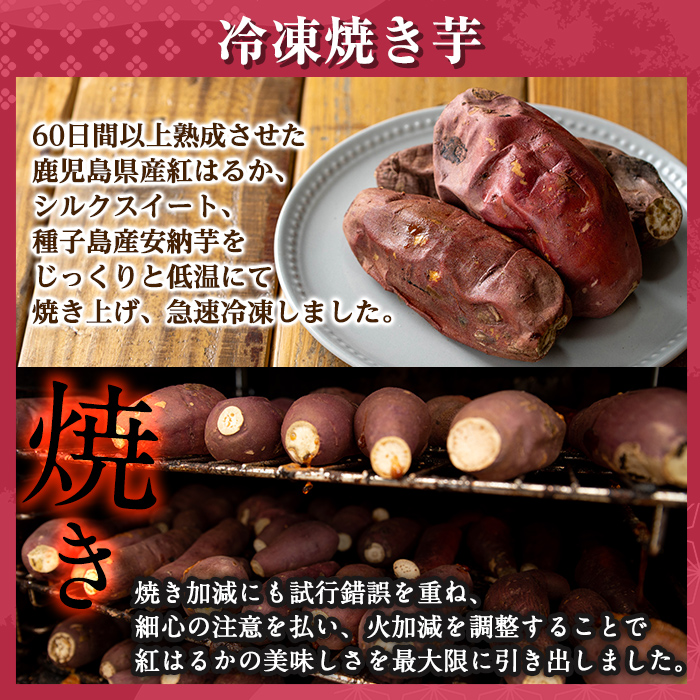 a956-D さつまいも色々バラエティセット(Dセット：冷凍焼き芋（紅はるか）1kg×1袋、冷凍焼き芋（安納芋・シルクスイート）各500g×2袋、サクッとお芋棒 250g×1袋)【ファーム工房】
