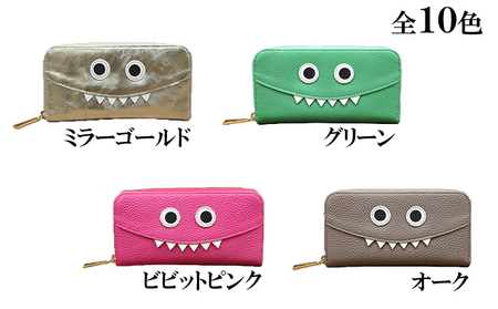 思わず誰かに見せたくなるモンスター長財布 ファッション小物 キャラクター  ミラーシルバー