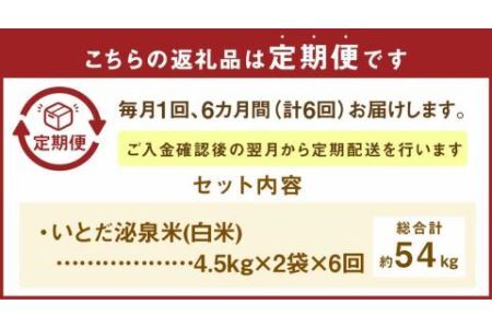 【定期便 6ヶ月連続】いとだ泌泉米 9kg(白米 4.5kg×2)