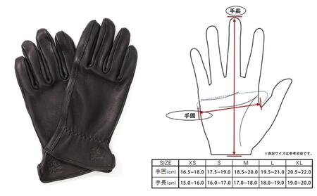 LAMP GROVES -UTILITY GLOVE STANDARD-(カラー：ブラック／サイズ：S)【革手袋 レザー グローブ 鹿革 メンズ レディース Lamp gloves ランプグローブス 