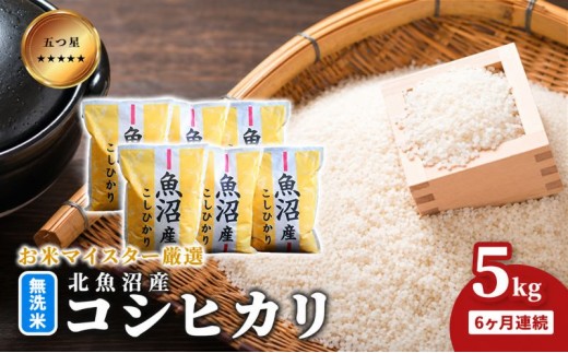 
                  五つ星お米マイスター厳選 無洗米 魚沼産 コシヒカリ 5kg 6ヶ月連続 ご飯 白米 和食 ブランド米 銘柄米 おにぎり お弁当 産地直送 精米したて
                