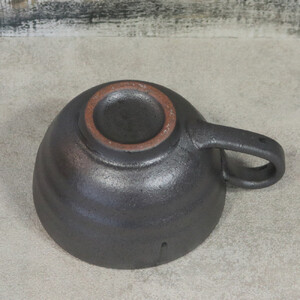 信楽焼 陶器製 てまり スープカップ (黒彩いぶし)