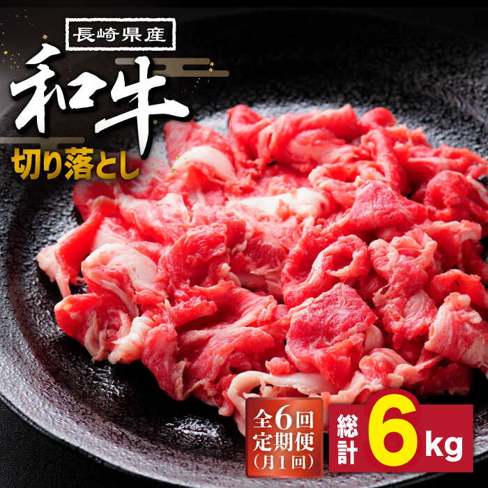 【6回定期便】長崎県産 和牛 切り落とし1kg  / 南島原市 / 高田牧場 [SDB006]