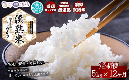 【12ヶ月定期便】栃木県産コシヒカリ「漢熟米」5kg×12ヶ月◇