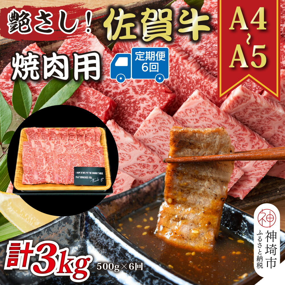 【ふるさと納税】【6か月定期便】艶さし！【A4～A5】佐賀牛焼肉用 500g×6回【肉 牛肉 ブランド牛 黒毛和牛 ふるさと納税】(H112167)