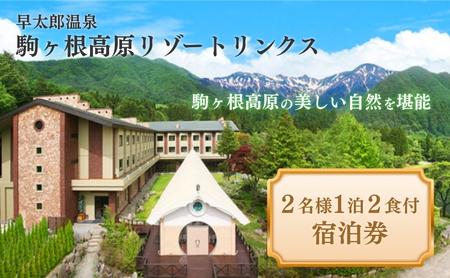 宿泊券 早太郎温泉 駒ヶ根高原リゾートリンクス 2名様 旅行券 宿泊券