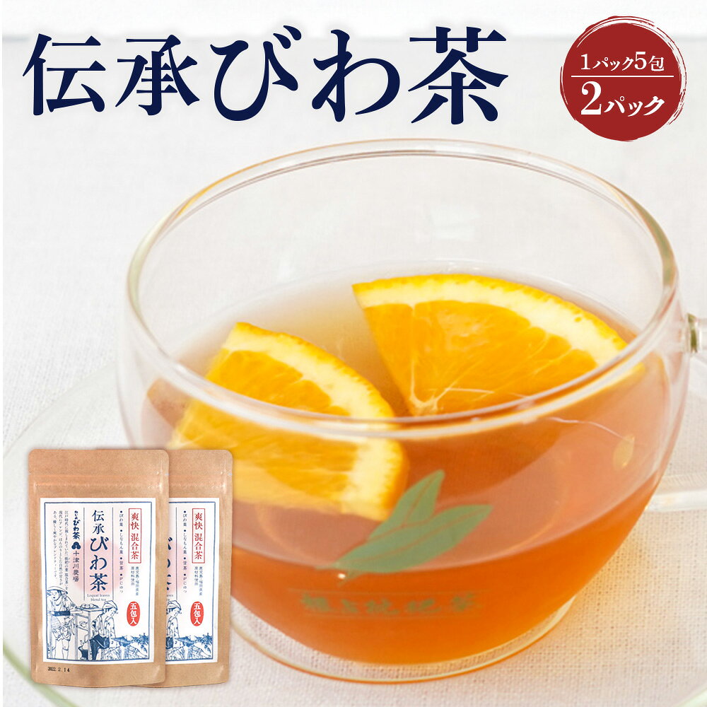 【ふるさと納税】伝承びわ茶 ブレンドティー (2.6g×5包入)×2パック　計10包入 TO-16-NP | 国産 びわ茶 甘茶 シナモン ガジュツ ハーブティー ティーバック 焙煎 紅茶 香ばしい スパイシー おいしい びわの葉 産地直送 ネコポス 鹿児島県 南大隅町 十津川農場
