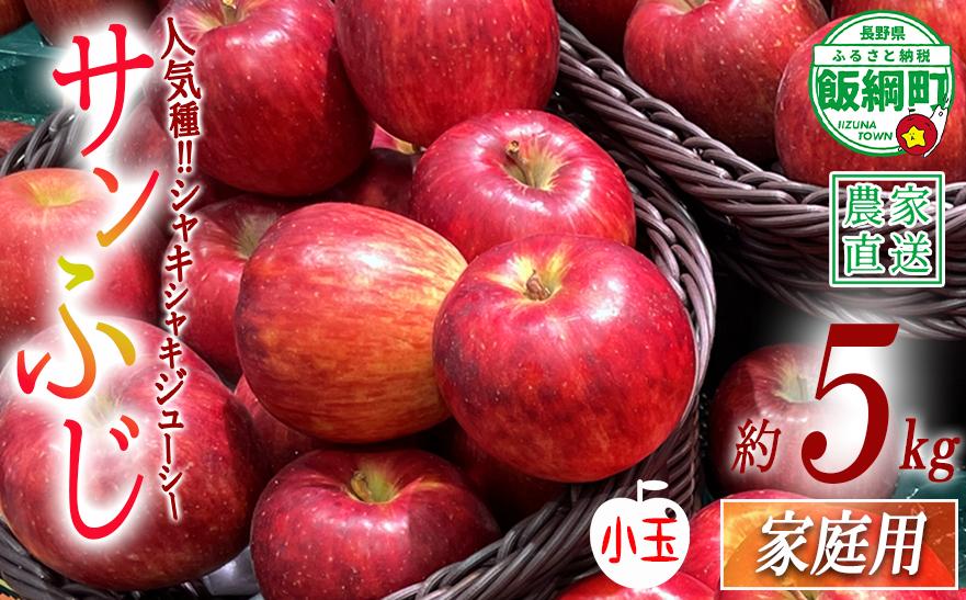 
                  【 うれしい小玉サイズ 】 りんご サンふじ ( 小玉 ) 家庭用 5kg ファームたんぽぽ 沖縄県への配送不可 2026年12月上旬頃から2027年1月下旬頃まで順次発送予定 令和8年度収穫分 信州 果物 フルーツ リンゴ 林檎 長野 予約 農家直送 長野県 飯綱町  [0614]
                