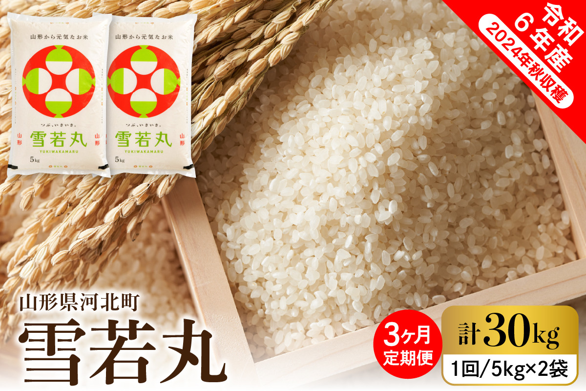 
            【令和6年産米】※選べる配送時期※ 雪若丸 30kg （10kg×3ヶ月）定期便  山形県産【米COMEかほく協同組合】
          