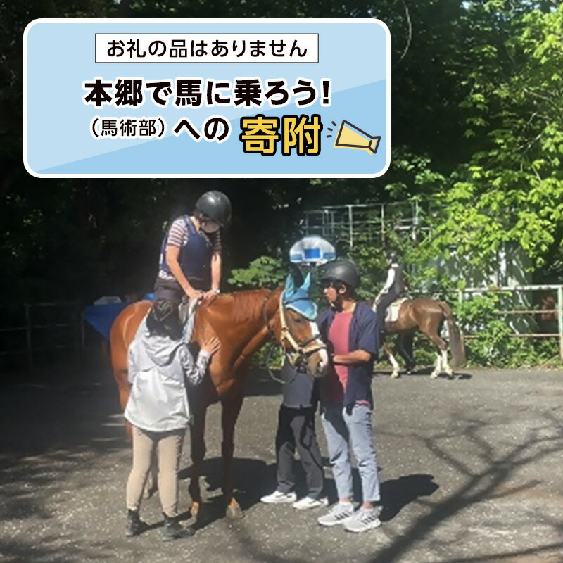 【ふるさと納税】【ふるさと納税東京大学地域貢献事業】【お礼の品はありません】本郷で馬に乗ろう！（馬術部）への寄附