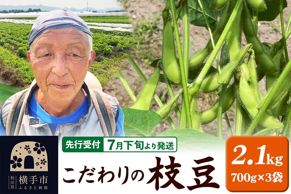 
            【先行受付】7月下旬より発送 こだわりの枝豆 2.1kg（700g×3袋）秋田県横手市産
          
