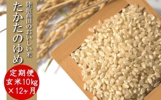 【12ヶ月定期便】令和6年産 〈 品種：たかたのゆめ 〉 玄米 10kg×12ヶ月お届け 【 オリジナル ブランド米 冷めてもおいしい お弁当 おにぎり ギフト 】