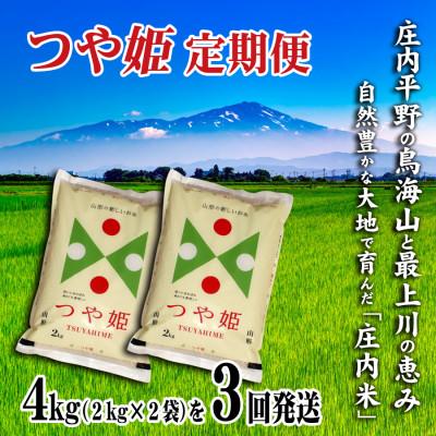 ふるさと納税 酒田市 【毎月定期便】山形県の米どころ庄内平野で育った庄内米　つや姫4kg全3回