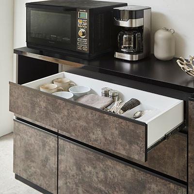 ふるさと納税 大川市 キッチンカウンター・レンジ台 アンサンブル 幅178.6【カラー:黒洛】 |  | 02