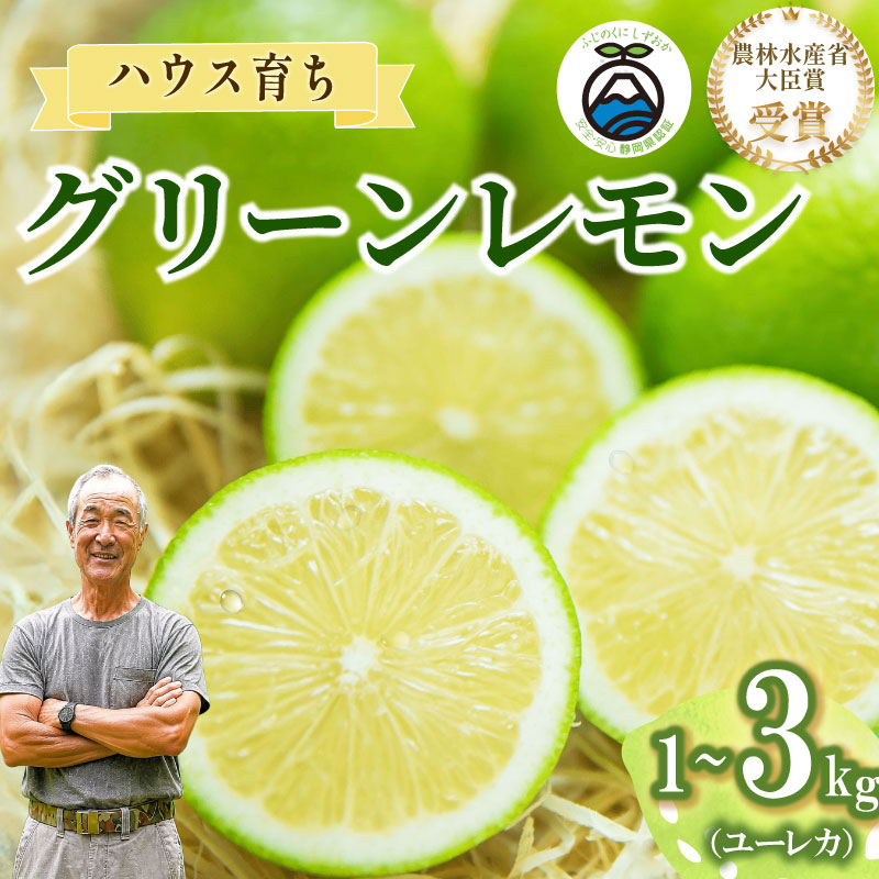 【ふるさと納税】 【農林水産大臣賞 先行予約 国産 レモン】選べる 内容量 グリーンレモン 1~3kg れもん 檸檬 Lemon 柑橘類 柑橘 フルーツ 果物 酸っぱい 果 受賞農園 皮食べられる 自宅用 贈答品 くだもの 家庭用 グリーン レモン 大関農園 静岡 県 牧之原 市