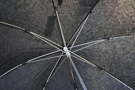 雪華模様の刺繍入り日傘（晴雨兼用・サイズ50ｃｍ・UV加工・麻50％綿50％）カラー：黒_BL19◇