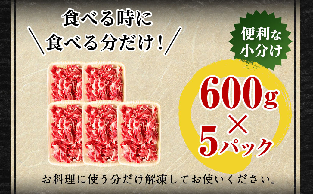 豊後牛 切り落とし 合計約3kg (約600g×5パック) 牛肉 国産 大分県産