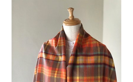 カシミヤ100%チェックストール　RF-305