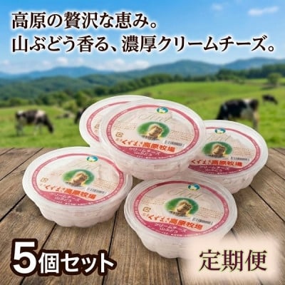 
            ＜毎月定期便＞くずまき高原牧場 クリームチーズ＜山ぶどう＞100g×5個セット全3回【4078658】
          